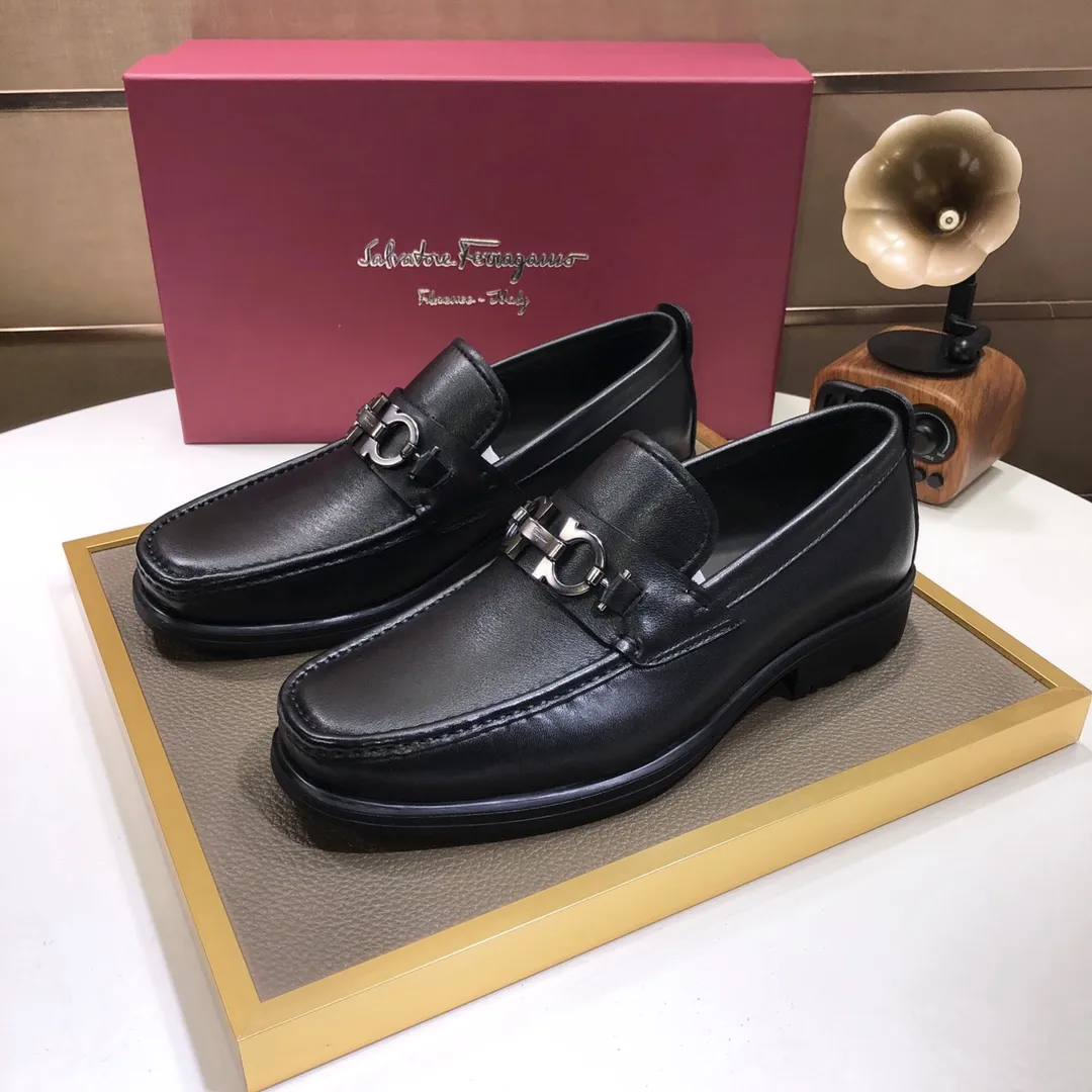 Men's shoes 💰500💰[Ferragamo/Ferragamo] The latest model in the counter. Original imported cowhide fabric + 🐂 water-dyed sheepskin lining + original luxury metal buckle + original combined outsole. Comparison without pressure 38--45 (45 is custom-made and cannot be returned or exchanged)
